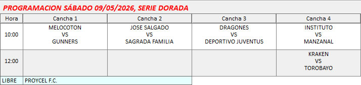PROGRAMACION SERIE DORADA