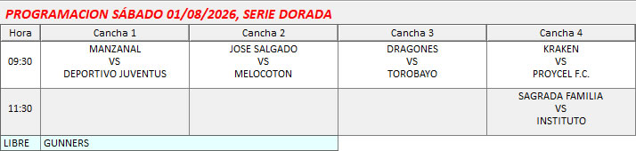 PROGRAMACION SERIE DORADA