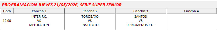 PROGRAMACION SERIE SUOER SENIOR