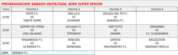 PROGRAMACION SERIE SUOER SENIOR